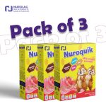 Bundle of 3 Nuroquik Strawberry flavour Energy Drink Powder with Protein 200 Gram